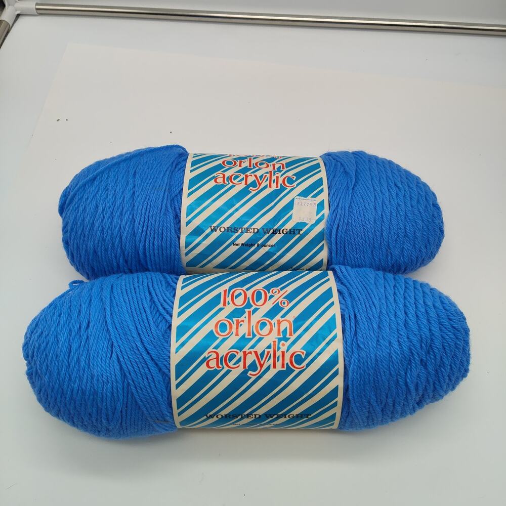 2X Vintage Montgomery Ward Acrylic Yarn Med Blue 8oz 4 Ply Worsted